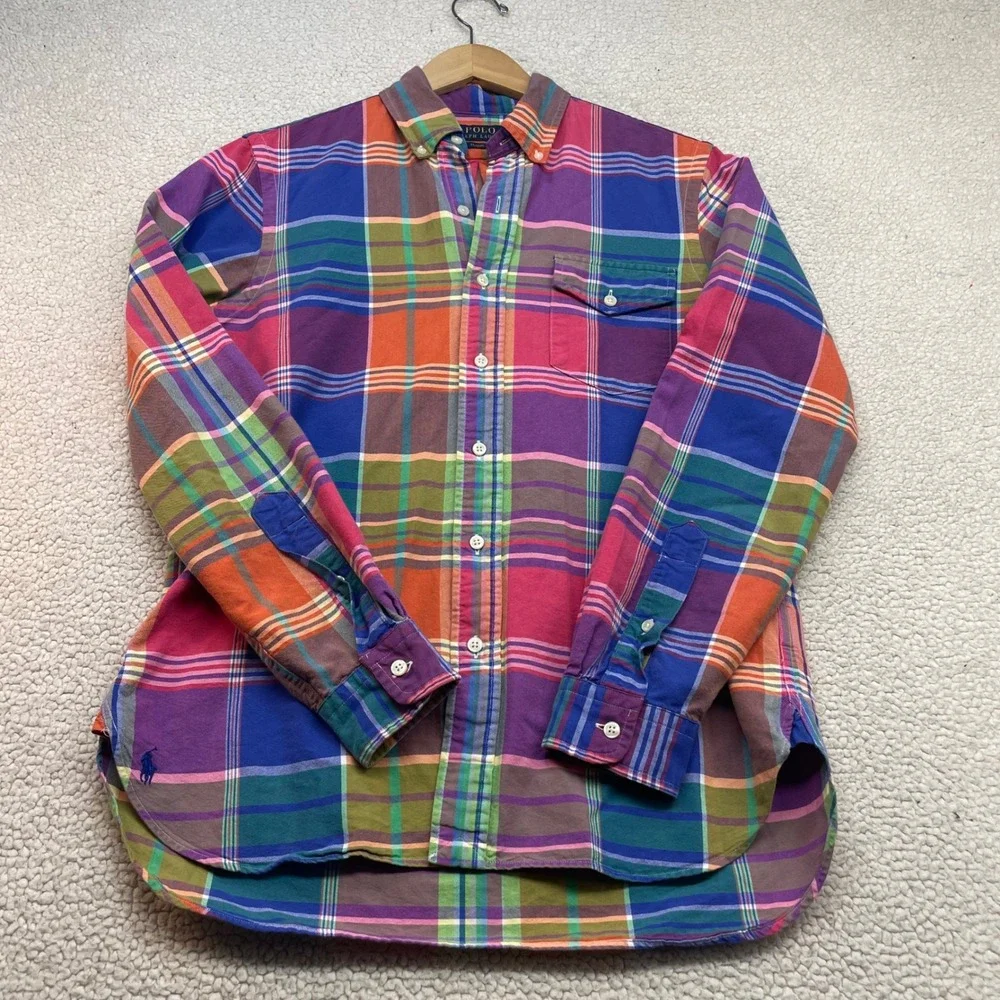 Polo Ralph Lauren Shirt Mens S Multicolor Plaid Classic Fit Button Down Pony